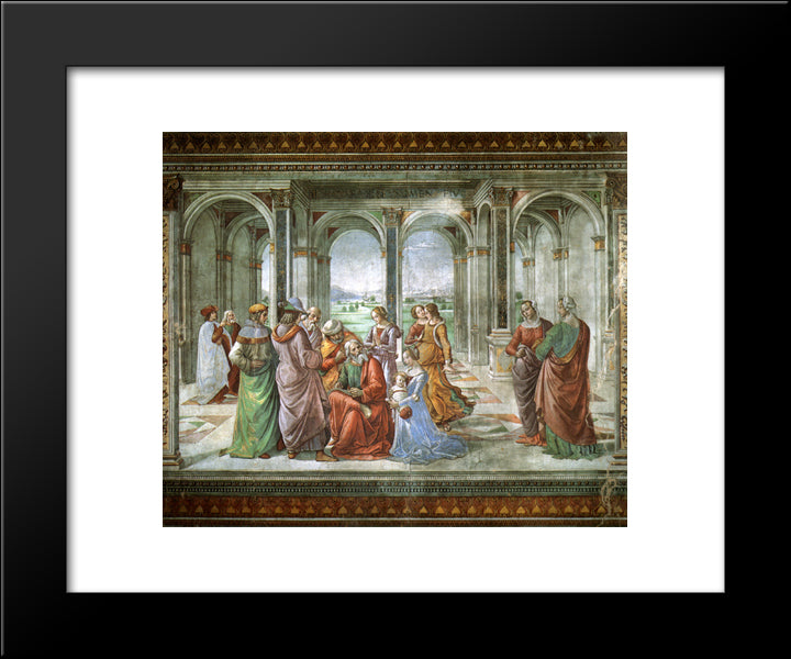 Zacharias Writes Down The Name Of His Son 20x24 Black Modern Wood Framed Art Print Poster by Ghirlandaio, Domenico