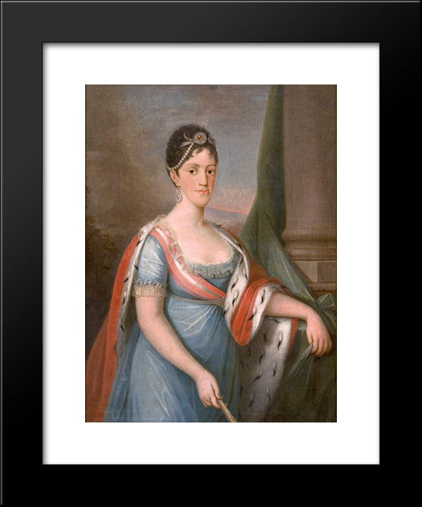 Retrato De D. Carlota Joaquina, Rainha De Portugal 20x24 Black Modern Wood Framed Art Print Poster by Sequeira, Domingos