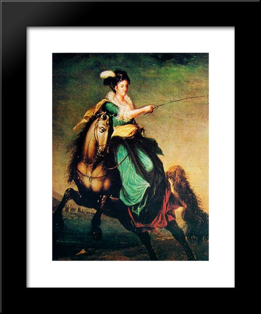 Retrato Equestre De Carlota Joaquina Of Spain 20x24 Black Modern Wood Framed Art Print Poster by Sequeira, Domingos