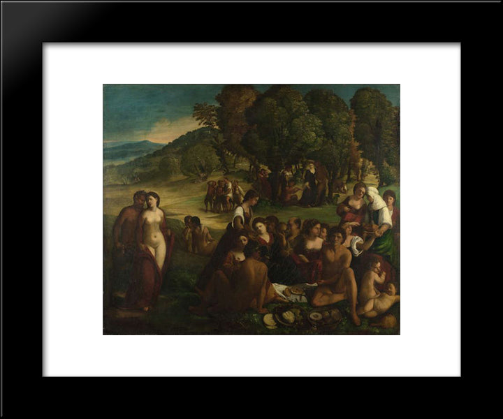 A Bacchanal 20x24 Black Modern Wood Framed Art Print Poster by Dosso Dossi