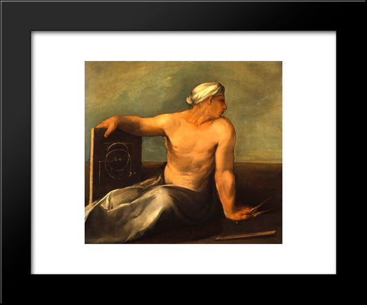 A Personification Of Geometry 20x24 Black Modern Wood Framed Art Print Poster by Dosso Dossi
