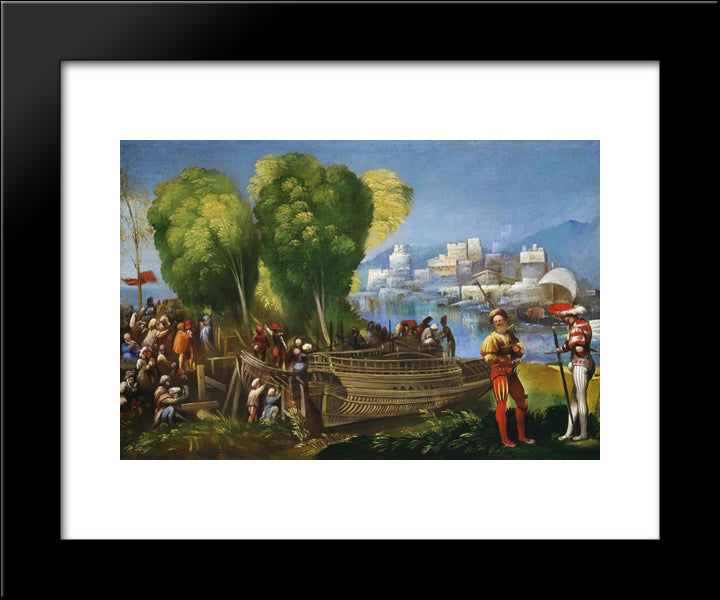 Aeneas And Achates On The Libyan Coast 20x24 Black Modern Wood Framed Art Print Poster by Dosso Dossi