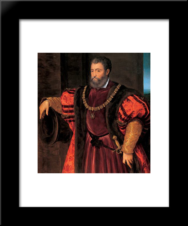 Alfonso D'Este 20x24 Black Modern Wood Framed Art Print Poster by Dosso Dossi