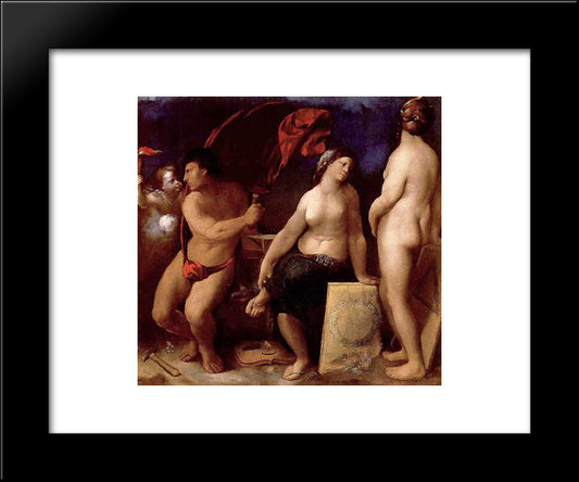 Allegory Of Music 20x24 Black Modern Wood Framed Art Print Poster by Dosso Dossi
