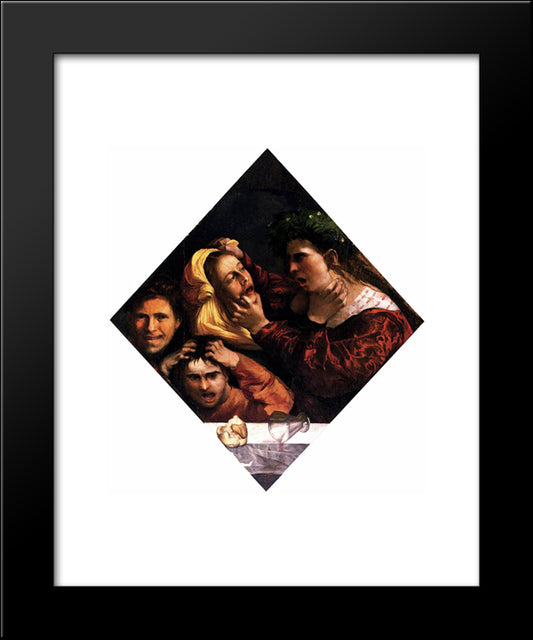 Anger Or The Tussle 20x24 Black Modern Wood Framed Art Print Poster by Dosso Dossi