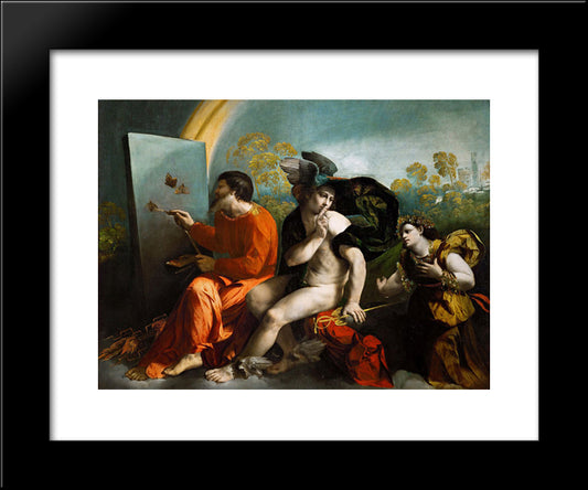 Jupiter, Mercury And Virtue 20x24 Black Modern Wood Framed Art Print Poster by Dosso Dossi