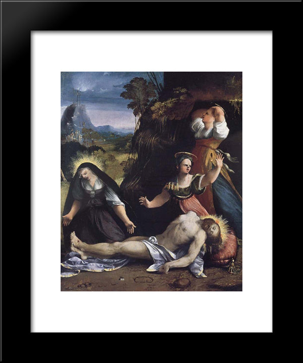 Lamentation Over The Body Of Christ 20x24 Black Modern Wood Framed Art Print Poster by Dosso Dossi