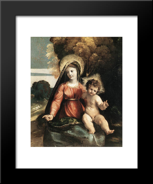 Madonna And Child 20x24 Black Modern Wood Framed Art Print Poster by Dosso Dossi