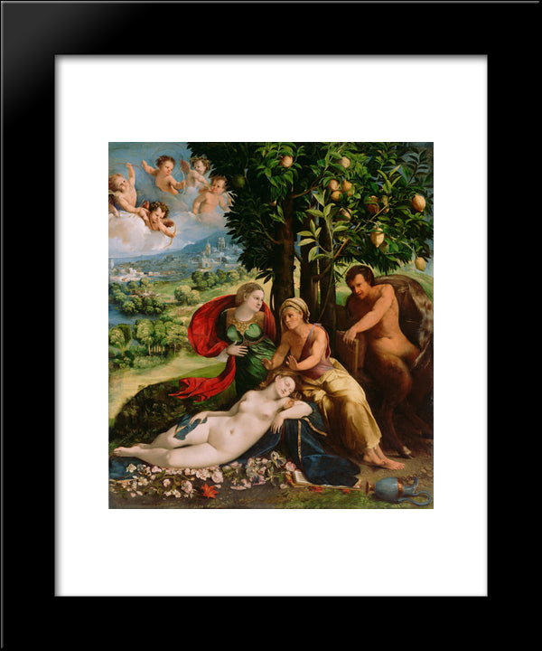 Mythological Scene 20x24 Black Modern Wood Framed Art Print Poster by Dosso Dossi