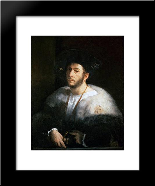 Portrait Of A Man (Probably Cesare Borgia) 20x24 Black Modern Wood Framed Art Print Poster by Dosso Dossi