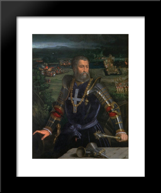 Portrait Of Alfonso I D'Este 20x24 Black Modern Wood Framed Art Print Poster by Dosso Dossi