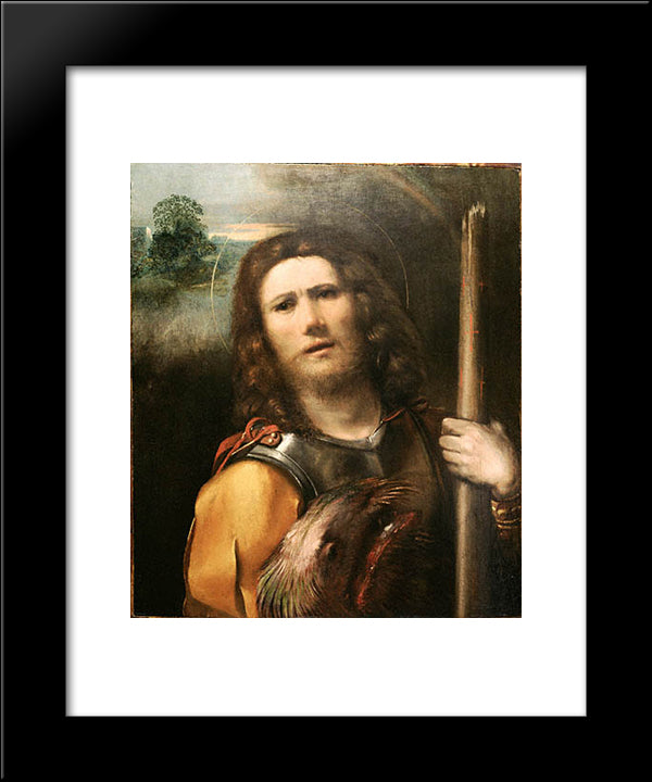 Saint George 20x24 Black Modern Wood Framed Art Print Poster by Dosso Dossi