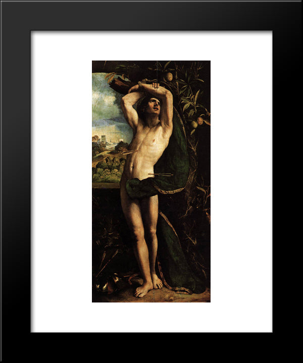 St Sebastian 20x24 Black Modern Wood Framed Art Print Poster by Dosso Dossi