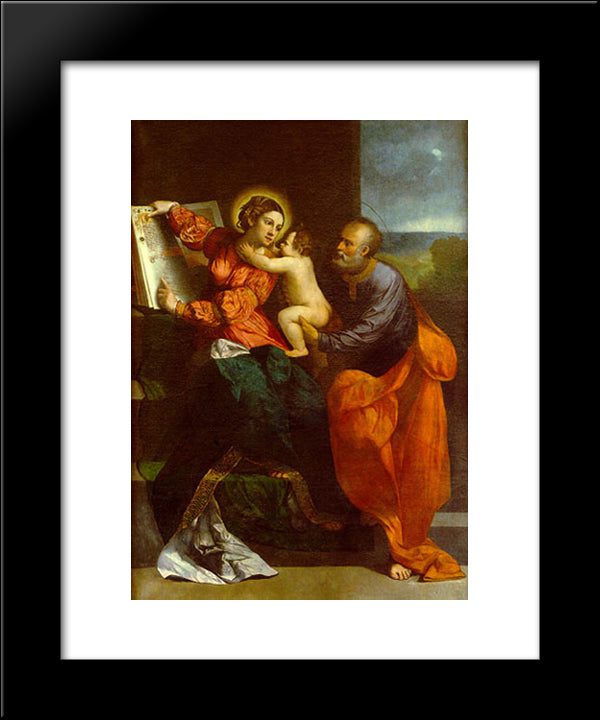 The Holy Family 20x24 Black Modern Wood Framed Art Print Poster by Dosso Dossi