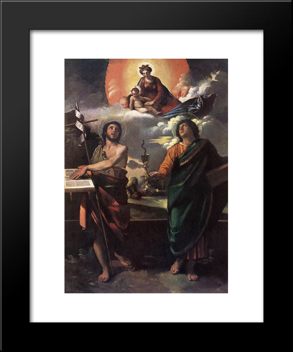 The Virgin Appearing To Saints John The Baptist And John The Evangelist 20x24 Black Modern Wood Framed Art Print Poster by Dosso Dossi