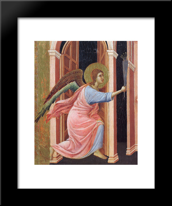 Annunciation (Fragment) 20x24 Black Modern Wood Framed Art Print Poster by Duccio