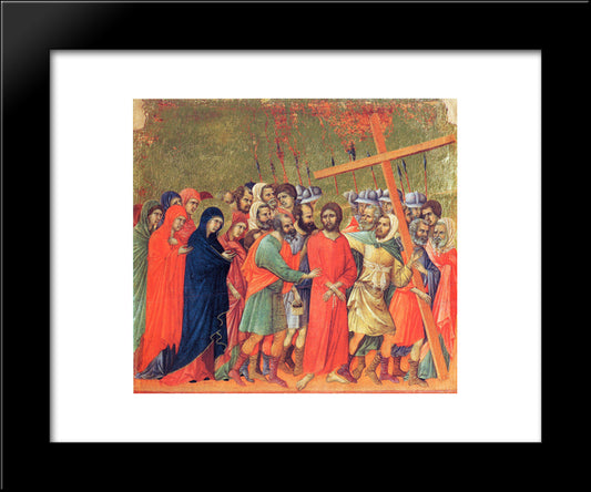 Carrying Of The Cross 20x24 Black Modern Wood Framed Art Print Poster by Duccio