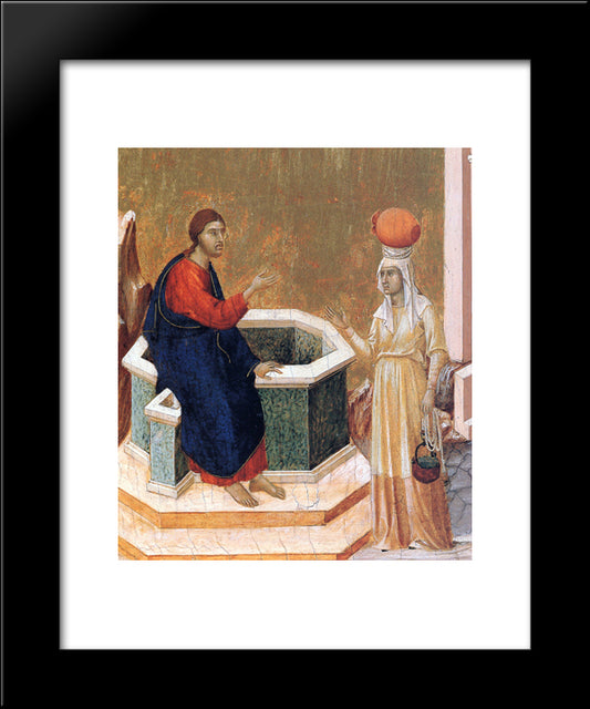 Christ And The Samaritan Woman (Fragment) 20x24 Black Modern Wood Framed Art Print Poster by Duccio