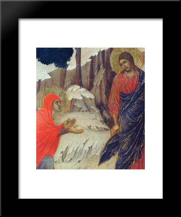 Christ Appearing To Mary Magdalene (Fragment) 20x24 Black Modern Wood Framed Art Print Poster by Duccio