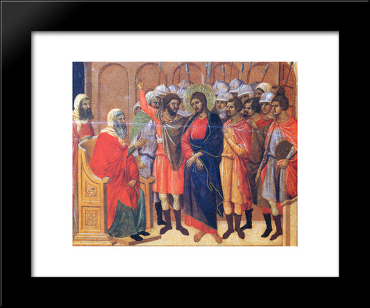 Christ In Front Of Anna 20x24 Black Modern Wood Framed Art Print Poster by Duccio