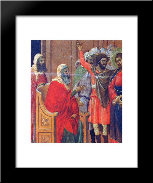 Christ In Front Of Anna (Fragment) 20x24 Black Modern Wood Framed Art Print Poster by Duccio