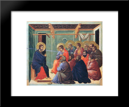 Christ Preaches The Apostles 20x24 Black Modern Wood Framed Art Print Poster by Duccio