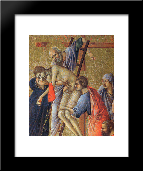 Descent From The Cross (Fragment) 20x24 Black Modern Wood Framed Art Print Poster by Duccio