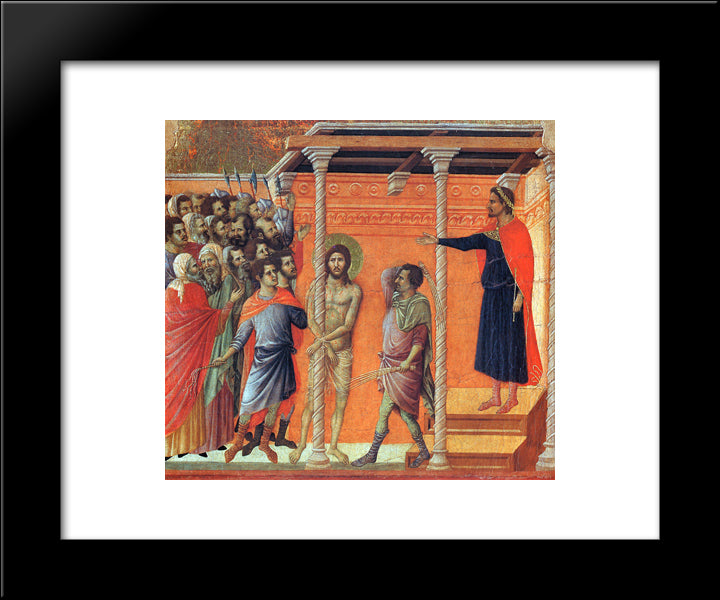 Flagellation Of Christ 20x24 Black Modern Wood Framed Art Print Poster by Duccio