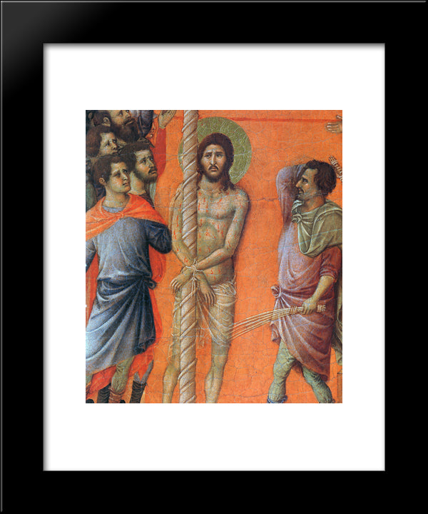 Flagellation Of Christ (Fragment) 20x24 Black Modern Wood Framed Art Print Poster by Duccio