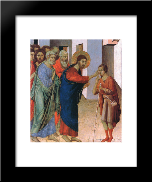 Healing The Man Born Blind (Fragment) 20x24 Black Modern Wood Framed Art Print Poster by Duccio