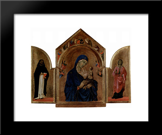 London Triptych, Madonna With Angels And Prophets 20x24 Black Modern Wood Framed Art Print Poster by Duccio