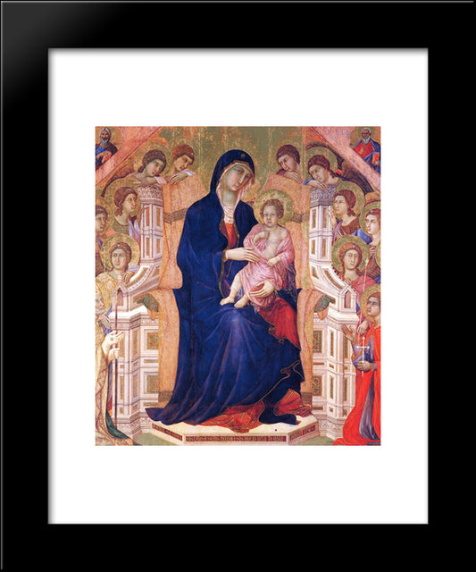 Madonna And Child On A Throne 20x24 Black Modern Wood Framed Art Print Poster by Duccio