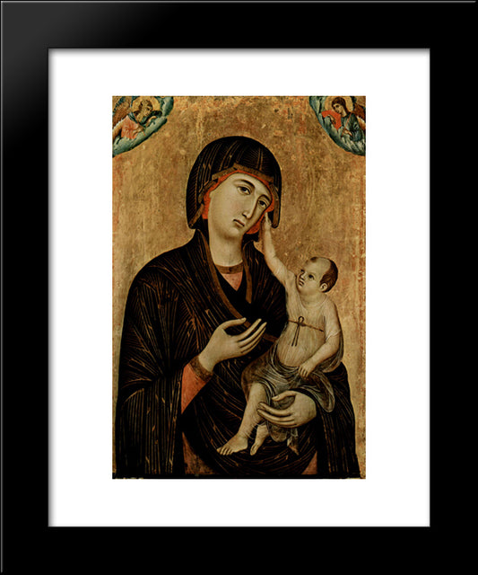 Madonna Of Crevole 20x24 Black Modern Wood Framed Art Print Poster by Duccio