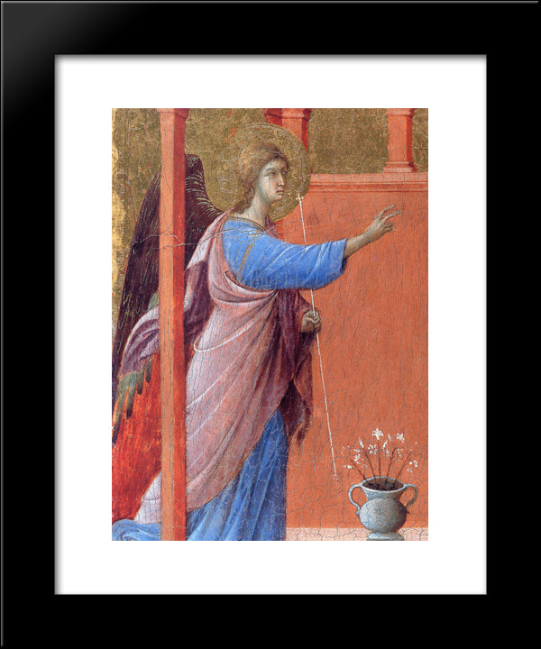 The Annunciation (Fragment) 20x24 Black Modern Wood Framed Art Print Poster by Duccio