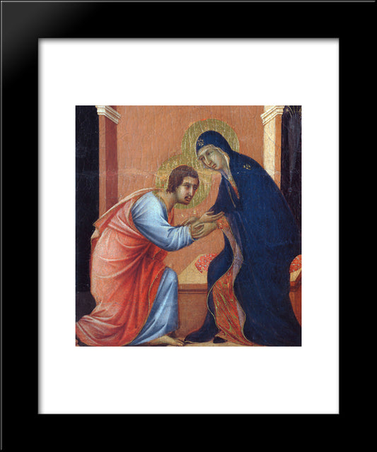 The Arrival Of The Apostles To The Virgin (Fragment) 20x24 Black Modern Wood Framed Art Print Poster by Duccio