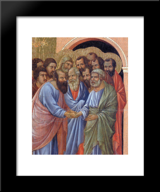 The Arrival Of The Apostles To The Virgin (Fragment) 20x24 Black Modern Wood Framed Art Print Poster by Duccio