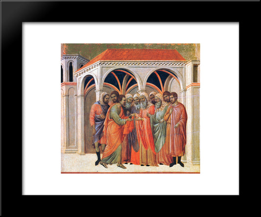 The Betrayal Of Judas 20x24 Black Modern Wood Framed Art Print Poster by Duccio