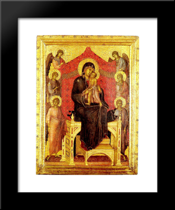 The Madonna And Child With Angels 20x24 Black Modern Wood Framed Art Print Poster by Duccio