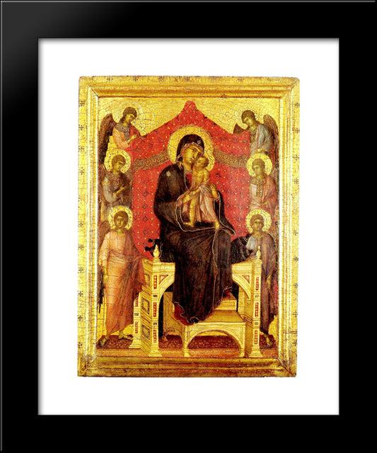 The Madonna And Child With Angels 20x24 Black Modern Wood Framed Art Print Poster by Duccio