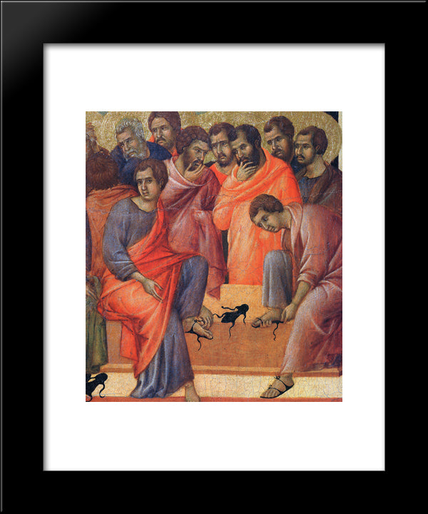 Washing Of Feet (Fragment) 20x24 Black Modern Wood Framed Art Print Poster by Duccio