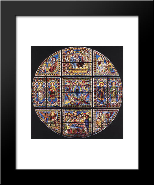 Window Showing The Death, Assumption And Coronation Of The Virgin 20x24 Black Modern Wood Framed Art Print Poster by Duccio