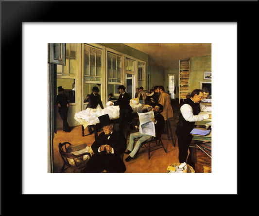 A Cotton Office In New Orleans 20x24 Black Modern Wood Framed Art Print Poster by Degas, Edgar