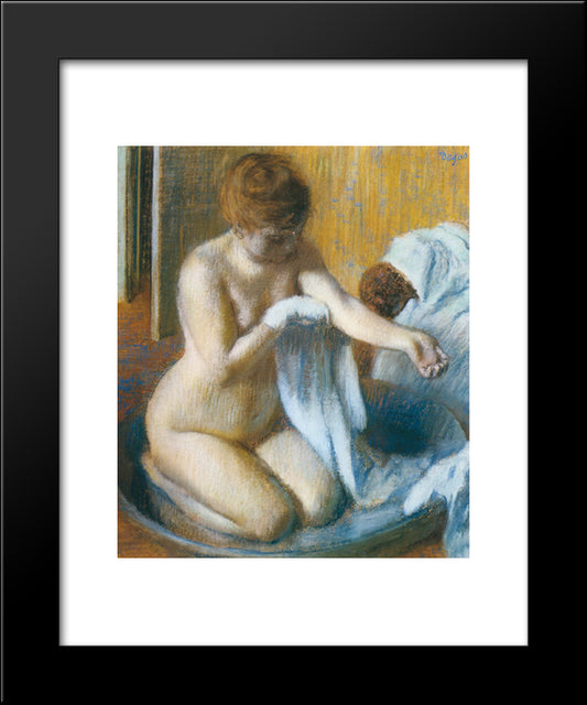 After The Bath 20x24 Black Modern Wood Framed Art Print Poster by Degas, Edgar