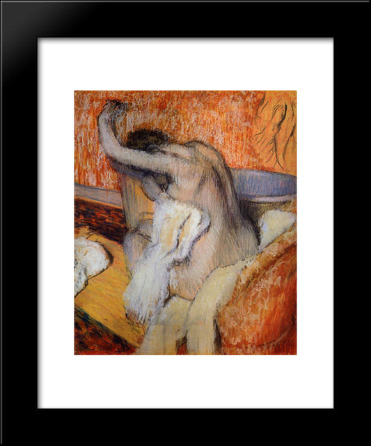 After The Bath (Woman Drying Herself) 20x24 Black Modern Wood Framed Art Print Poster by Degas, Edgar