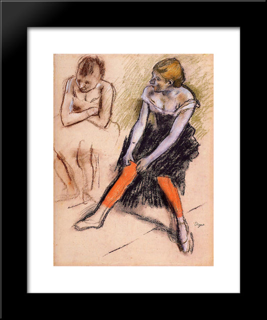 Ancer With Red Stockings 20x24 Black Modern Wood Framed Art Print Poster by Degas, Edgar