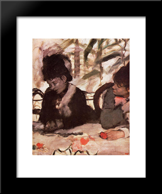 At The Cafe 20x24 Black Modern Wood Framed Art Print Poster by Degas, Edgar