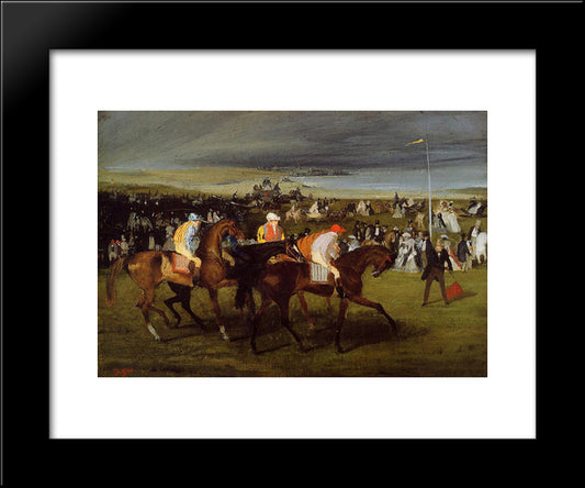 At The Races. The Start 20x24 Black Modern Wood Framed Art Print Poster by Degas, Edgar