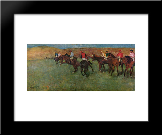 At The Races - Before The Start 20x24 Black Modern Wood Framed Art Print Poster by Degas, Edgar