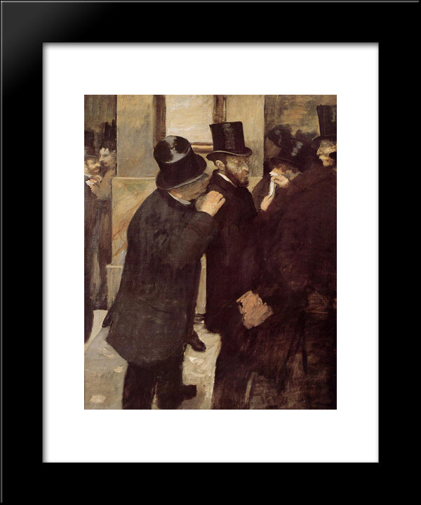 At The Stock Exchange 20x24 Black Modern Wood Framed Art Print Poster by Degas, Edgar