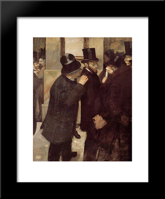 At The Stock Exchange 20x24 Black Modern Wood Framed Art Print Poster by Degas, Edgar